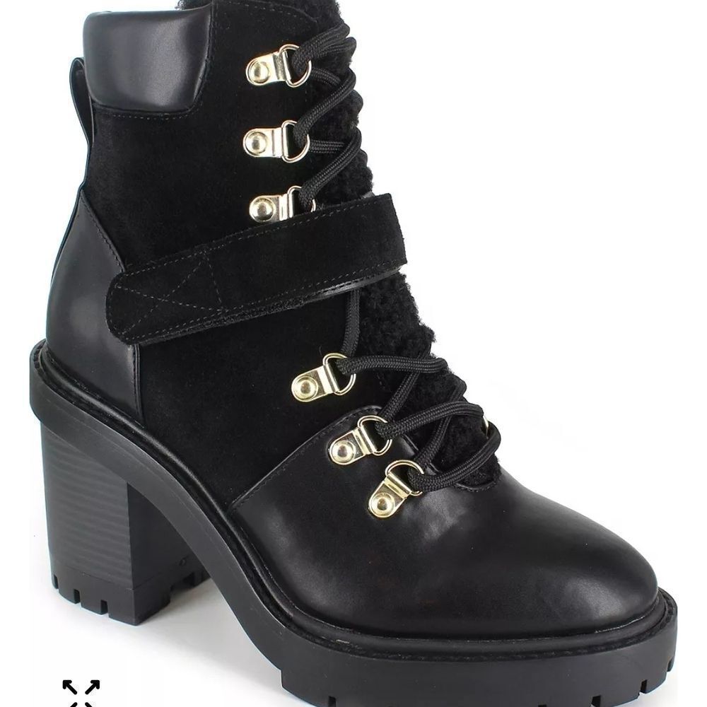Kensie women's Black Lug Sole  Heeled Bootie